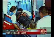 Surco: Tres heridos dejó choque entre vehículo particular y taxi
