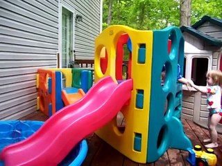 Twins Playing in the Pool