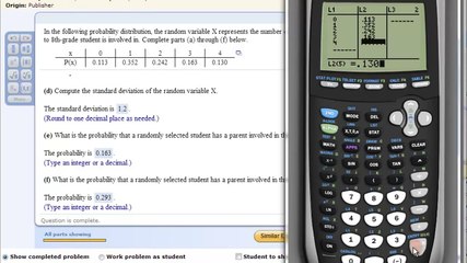 TI Calculator - Discrete Random Variable - Probability Distribtuion