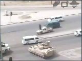 US Tank crushes Iraqi civilian's car 2 (Bradley )