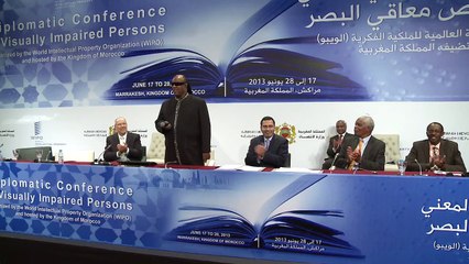 Stevie Wonder Speaks at Close of Marrakesh Treaty Negotiations