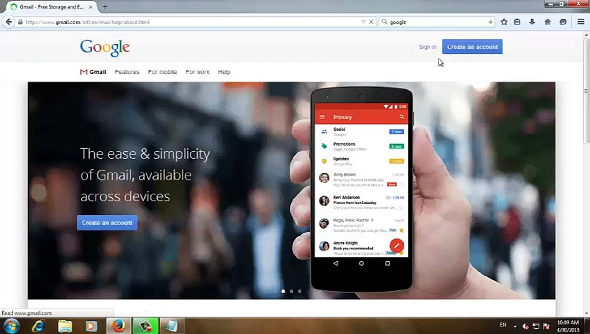 how to create a gmail account
