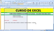 Curso de EXCEL Como gerar números aleatórios na planilha Excel inclusive para Mega Sena