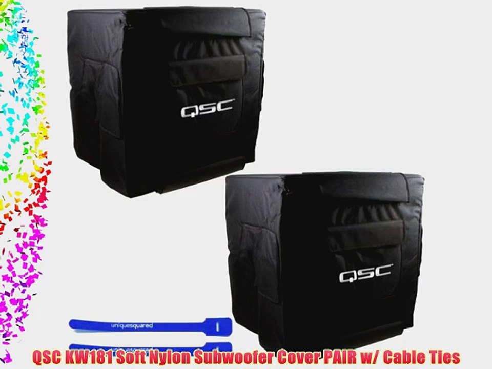 QSC KW181 Soft Nylon Subwoofer Cover PAIR w/ Cable Ties