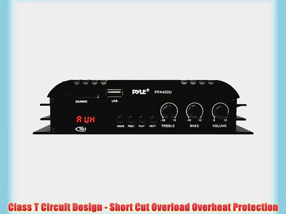 Pyle PFA400U 100-Watt Class-T Hi-Fi Audio Amplifier with USB SD Reader and AC Adapter