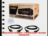 Yamaha RX-V677 AV Receiver   2 6ft HDMI Cables   Microfiber Cleaning Cloth