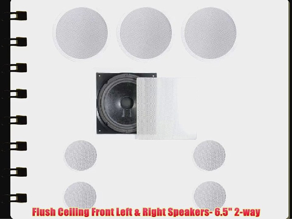 7.1 Home Theater Flush Ceiling Speaker Package- Two Ceiling 6.5 2-way Speakers One Ceiling