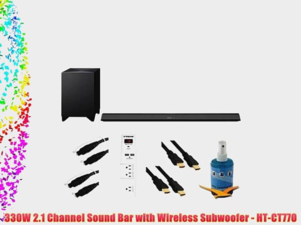 330W 2.1ch Sound Bar with Wireless Subwoofer Plus Hook-Up Bundle - HT-CT770. Bundle Includes
