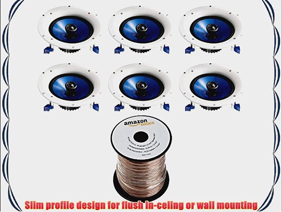 Yamaha NS-IC400 90-Watts 2-Way RMS Speaker - White (6 Speakers   AmazonBasics Speaker Wire)