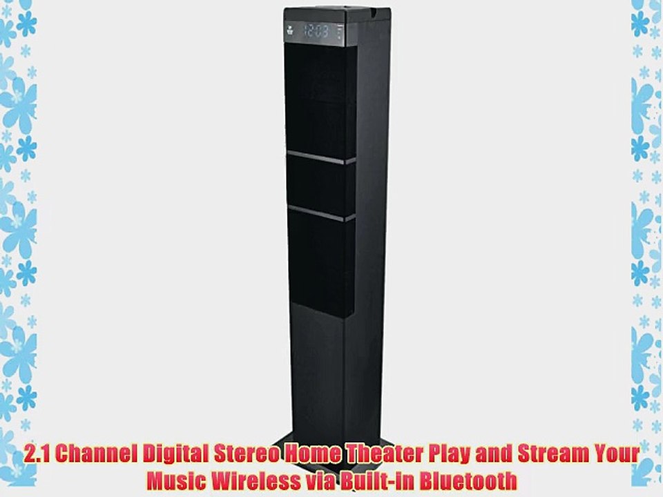 Pyle PHITB65BK Bluetooth Sound Tower Speaker System with USB Reader 3.5mm AUX RCA Inputs and