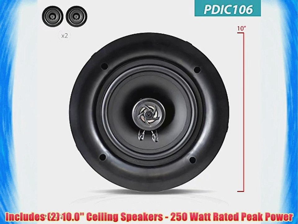 Pyle PDIC106 In-Wall/In-Ceiling 10.0-Inch Dual Stereo Speakers 250 Watt 2-Way Flush Mount White