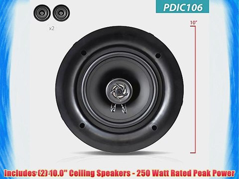 Pyle PDIC106 In-Wall/In-Ceiling 10.0-Inch Dual Stereo Speakers 250 Watt 2-Way Flush Mount White