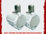 Pyle 8'' 300 Watt Two-Way White Wake Board Speakers