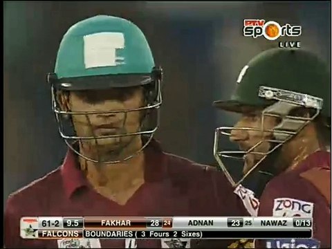 Fakhar Zaman 2 sixes Abbottabad Falcons v Rawalpindi Rams at Faisalabad, May 11, 2015 Haier Super8 T20 Cup 2015