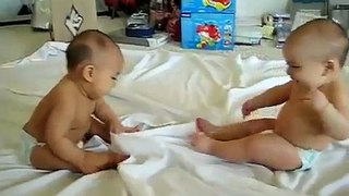 Kembar Bayi Bertengkar Lucu Banget