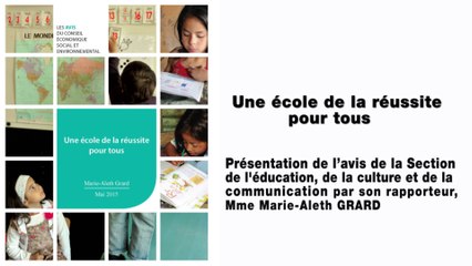 Une école de la réussite pour tous - cese