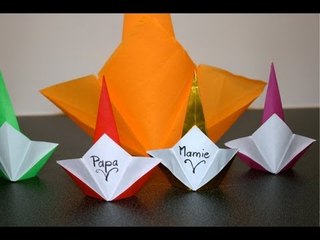 Origami - Marque-place et serviette en couronne - Crown Table Mark [Senbazuru]