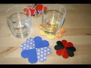 Origami - Sous-verre coeurs - Heart Coasters [Senbazuru]