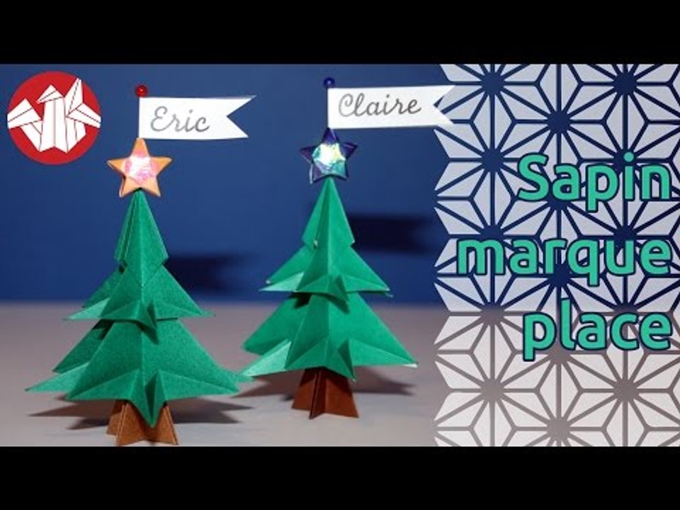 Origami - Mini-sapin marque-place - Christmas Tree Table Mark [Senbazuru]