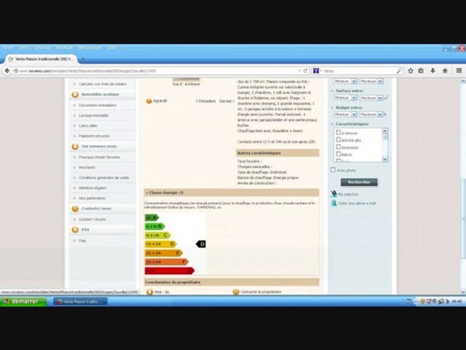 How to create notifications:  French web site   (House for sale / rent / Seasonal renting ) Account /E-mail user)