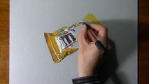 Drawing time lapse: a bag of M&M's - hyperrealistic art
