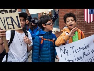 Students boycott standardized testing based on common core curriculum in New York protest