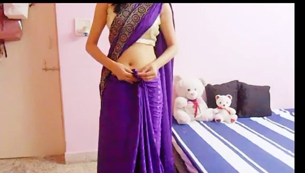 Indian aunty wearing saree looks nice