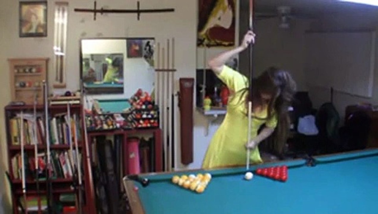 Seven trick shots with Mary Avina on Billiard Snooker Pool Table - 13