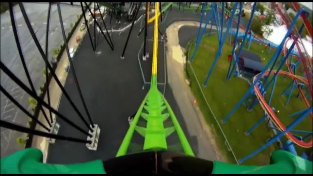 Green Lantern POV Roller Coaster Front Seat Six Flags Great Adventure New Jersey SFGadv