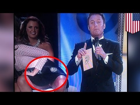 Miss Nebraska Megan Swanson flashes panties to camera during Miss America 2015 pageant