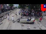 Drone camera footage: aftermath of Kaohsiung gas explosion that killed 25