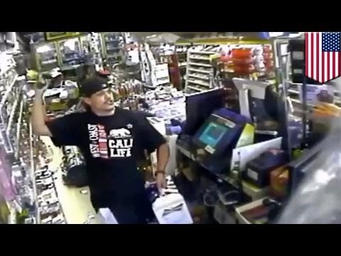 CCTV footage: Security camera captures suspect attacking liquor store clerk