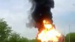 Terrible explosion after violent truck crash in russia