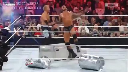Randy orton RKO to christian on steel steps