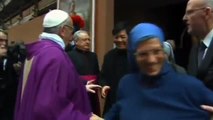Pope Francis greets faithful at St. Anne Parish after mass