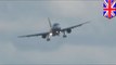 Samolot walczy z porywistymi wiatrami nad lotniskiem w Leeds
