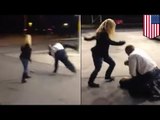 Mężczyzna uderza kobietę. Zostaje zmasakrowany przez jej przyjaciela.