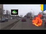 VIDEO: Ukranian protesters, binato ng Molotov cocktails ang pulis sa isang car chase!