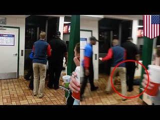 Работник Макдональдс одним ударом отправил посетителя в нокаут