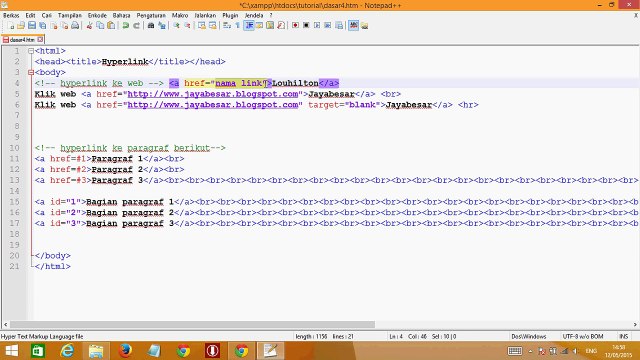 Tutorial HTML ke 4-Membuat hyperlink di HTML