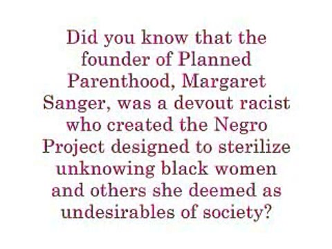 Margaret Sanger said EXTERMINATE BLACK PEOPLE!