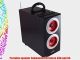 Axess SP1003-RD Music Box Speaker with Subwoofer Includes FM Stereo SD/USB/Line-In Inputs (Red)