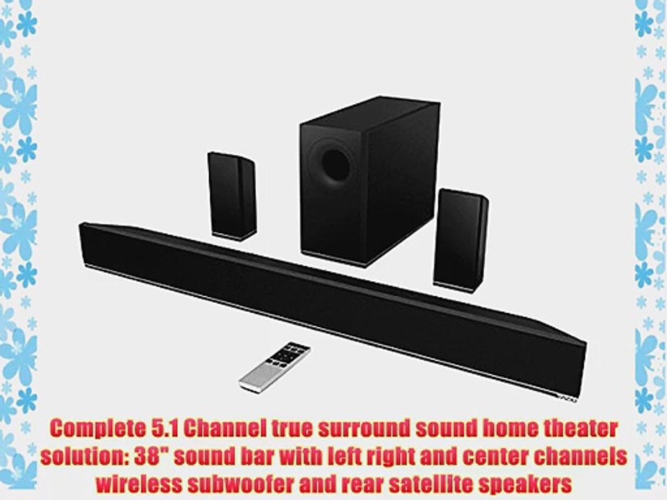 VIZIO S3851w-D4B 38-Inch 5.1 Sound Bar with Wireless Subwoofer and Rear Satellite Speakers