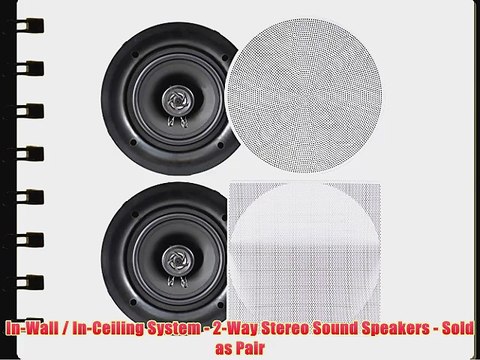 Pyle PDIC56 In-Wall/In-Ceiling 5.25-Inch Dual Stereo Speakers 150 Watt 2-Way Flush Mount White