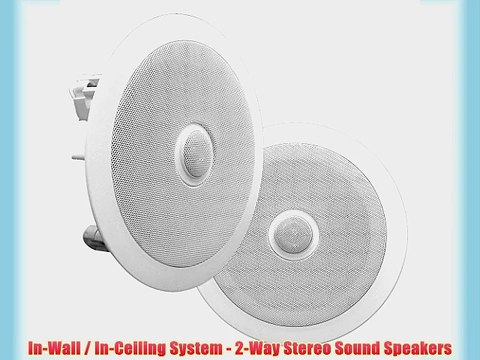 Pyle PDIC80 In-Wall / In-Ceiling Dual 8-inch 2-way Speaker System White (Pair)