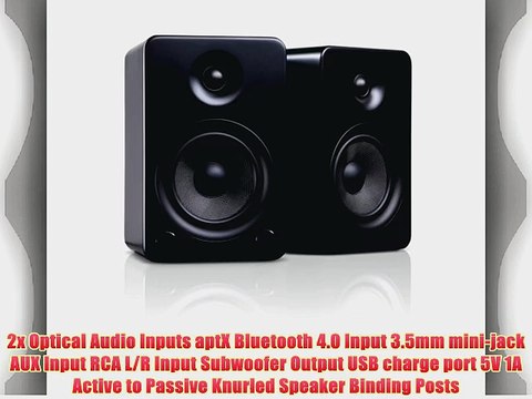 Kanto YU5MB Premium Bookshelf Speakers with aptX Bluetooth 4.0 Matte Black