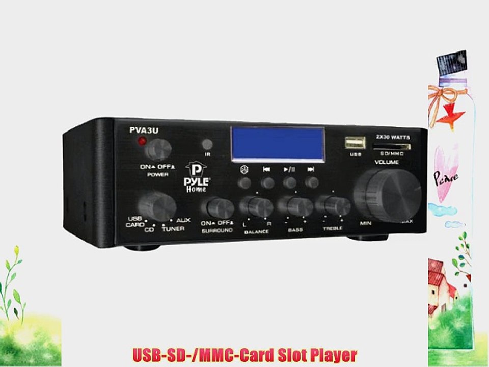 Pyle PVA3U 60 Watts Hi-Fi Mini Amplifier with USB/SD Card Player