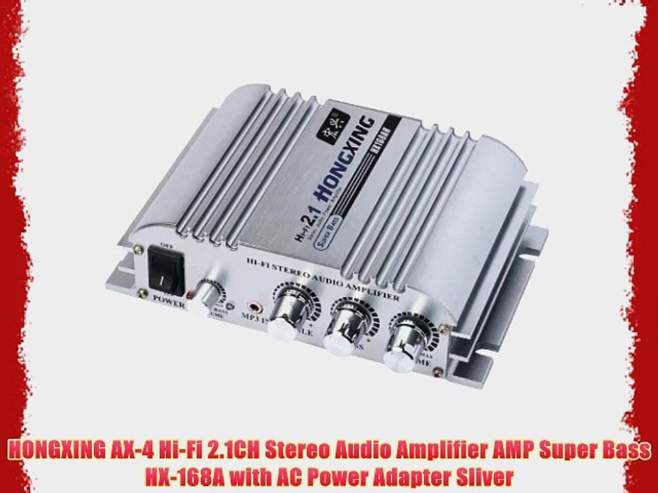 HONGXING AX-4 Hi-Fi 2.1CH Stereo Audio Amplifier AMP Super Bass HX-168A with AC Power Adapter