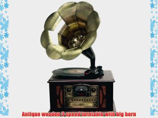 Back to the 50's Executive Antique Wooden Turntable with Horn