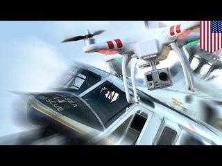 Mężczyźni aresztowani za zbyt bliski przelot drona obok helikoptera.